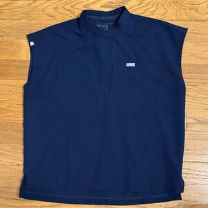 Figs Carolina Relaxed Henley Scrub Top ~ Navy